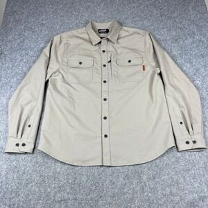 Off The Grid Thunderbolt Shirt Mens XL Tan Khaki Ripstop Tactical Utility Button